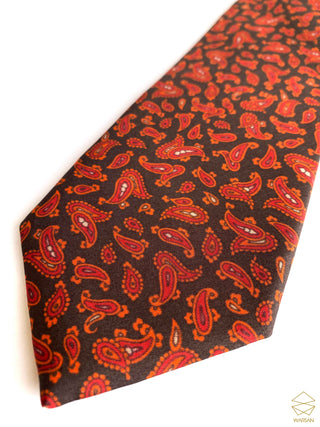Pure Silk Printed Paisley Red Necktie