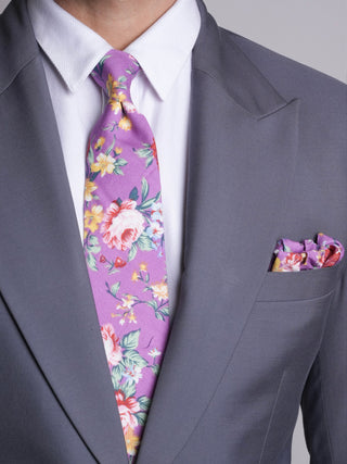 Pure Cotton Purple Floral Set