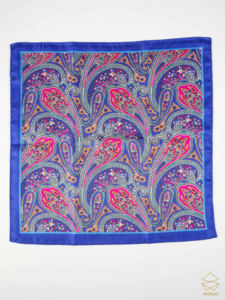 Pure Silk Royal Blue Print Pocket Square