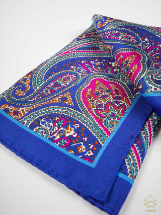 Pure Silk Royal Blue Print Pocket Square