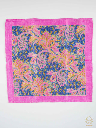 Pure Silk Pink Print Pocket Square