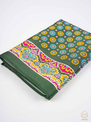 Pure Silk Forest Green Print Pocket Square