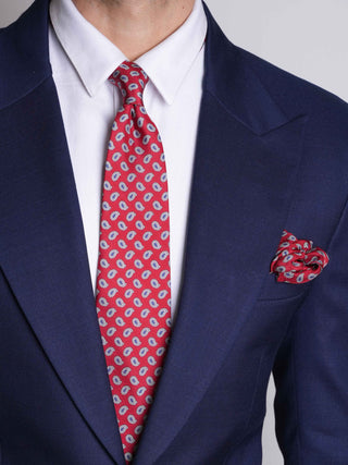 Pure Silk Paisley Red Tie Set